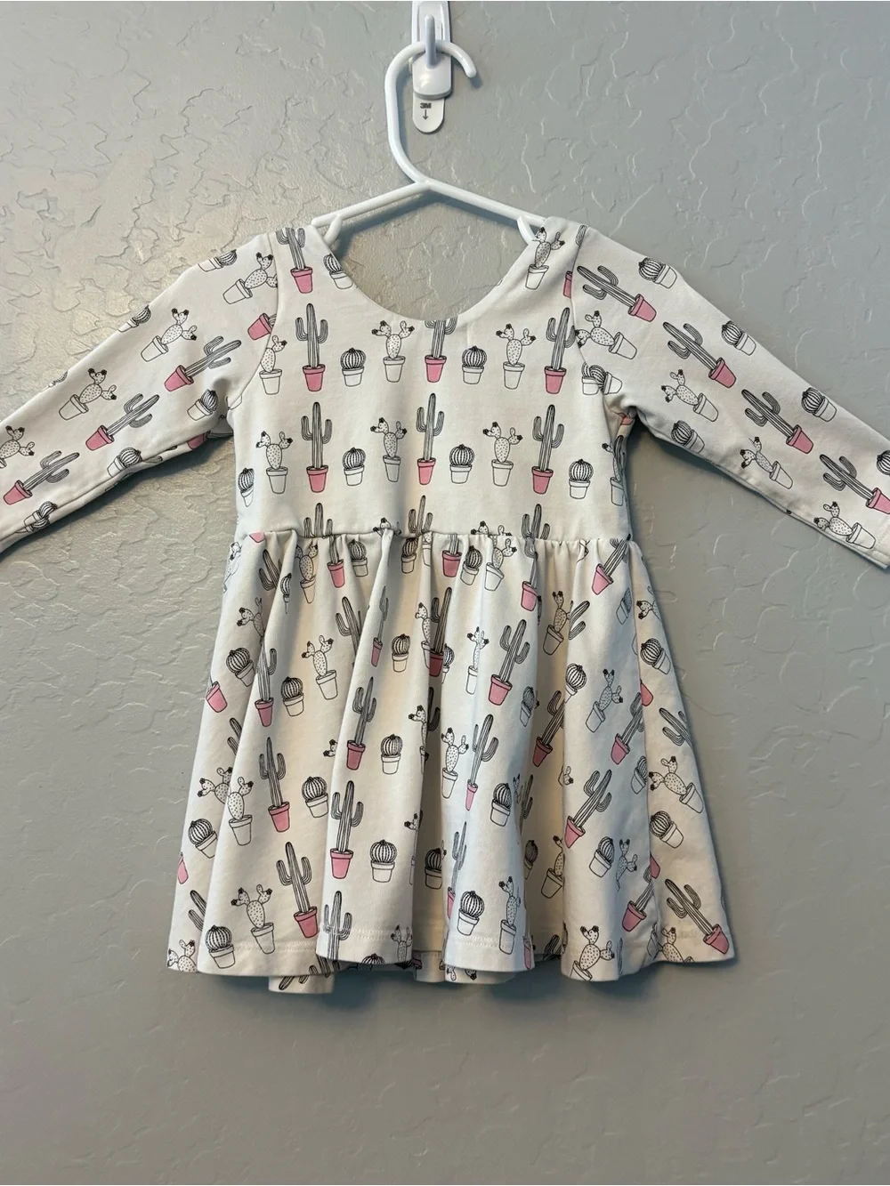 Monica + Andy white black pink cactus print let's dance dress size 12-18 months